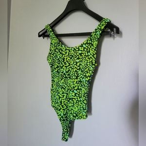 Green pattern bodysuit XS
